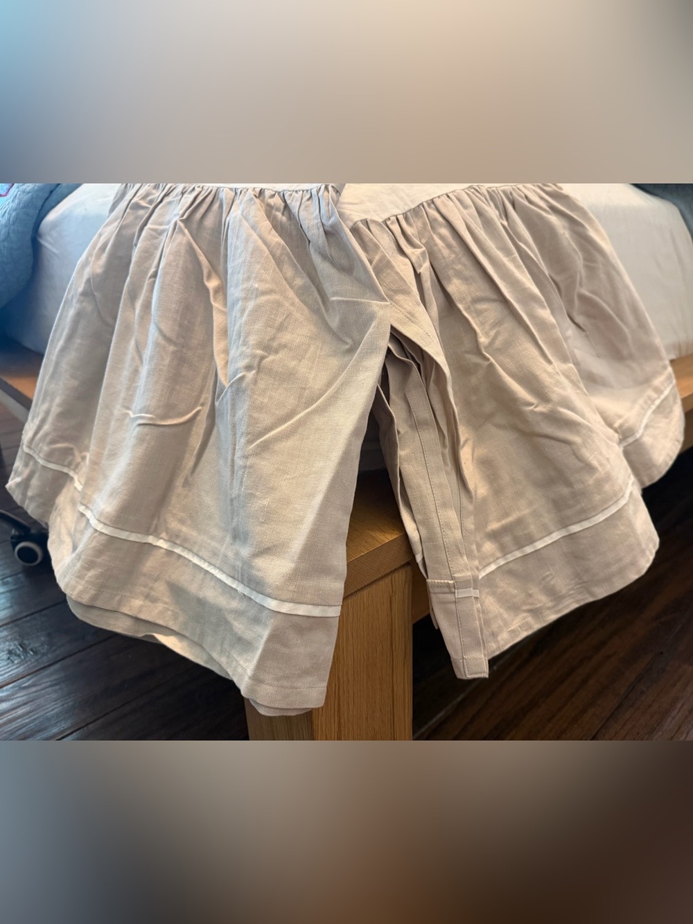 RH Baby & Child (Restoration Hardware) Grey with White Crib Skirt